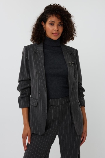 EsQualo BLAZER STRIPES STUDS F25 10516 029 dark grey melange