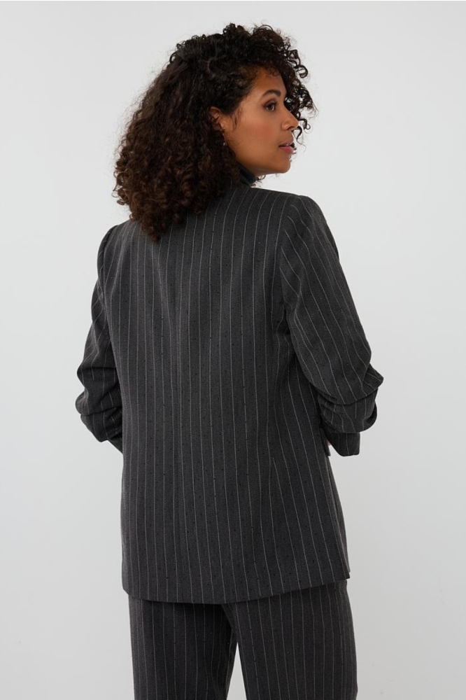EsQualo grijze dames blazer | Model achteraanzicht