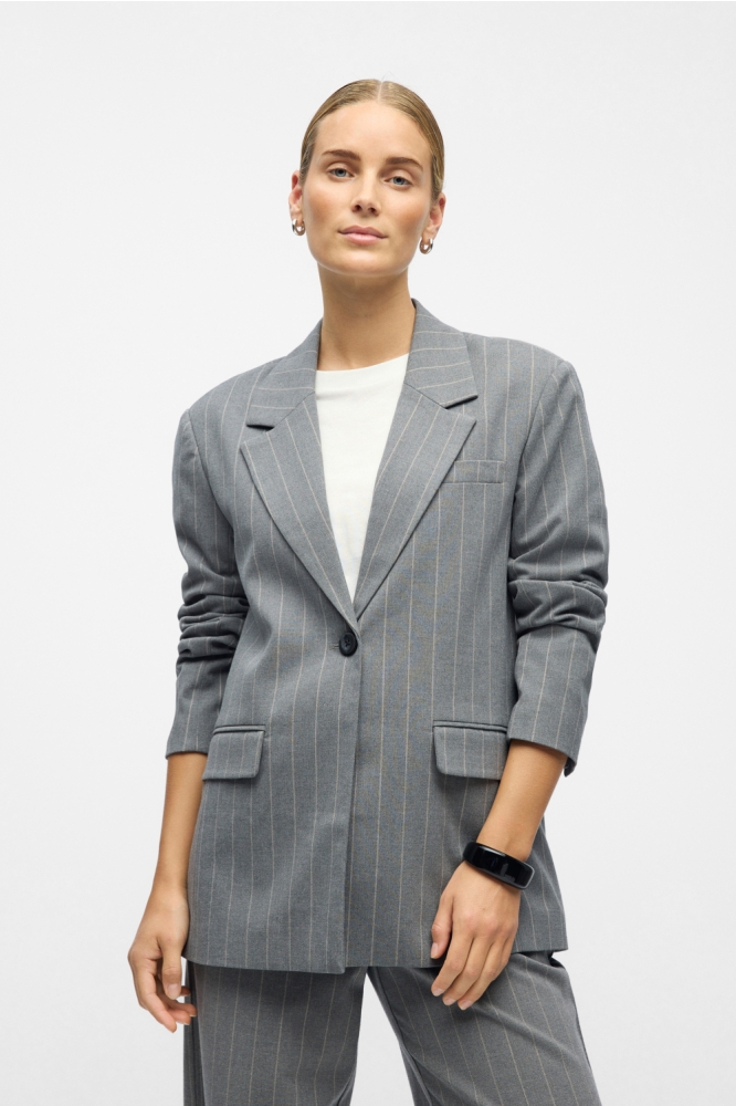 Object grijze dames blazer | Model vooraanzicht