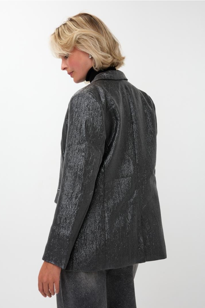 EsQualo grijze dames blazer | Model achteraanzicht