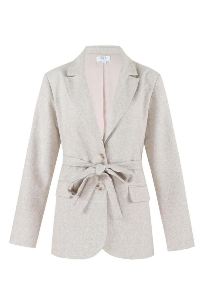 C&S The Label zand dames blazer | Vooraanzicht