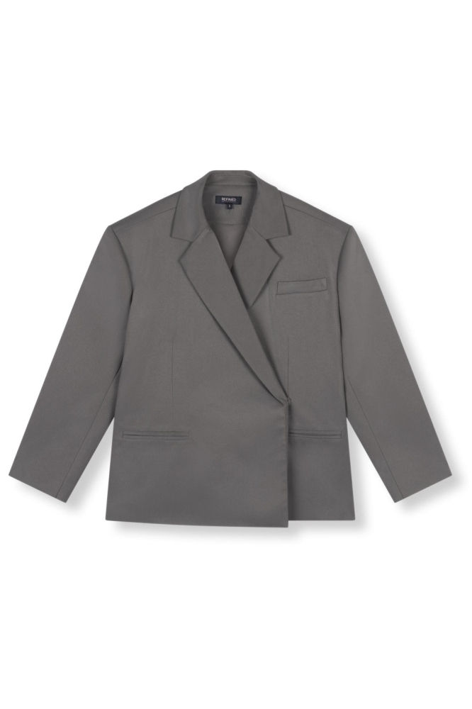 Refined Department grijze dames blazer | Vooraanzicht