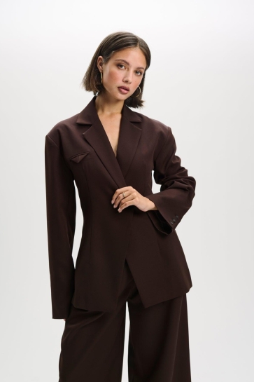 Refined Department MILY WOVEN FITTED BLAZER R2510444862 600 BROWN