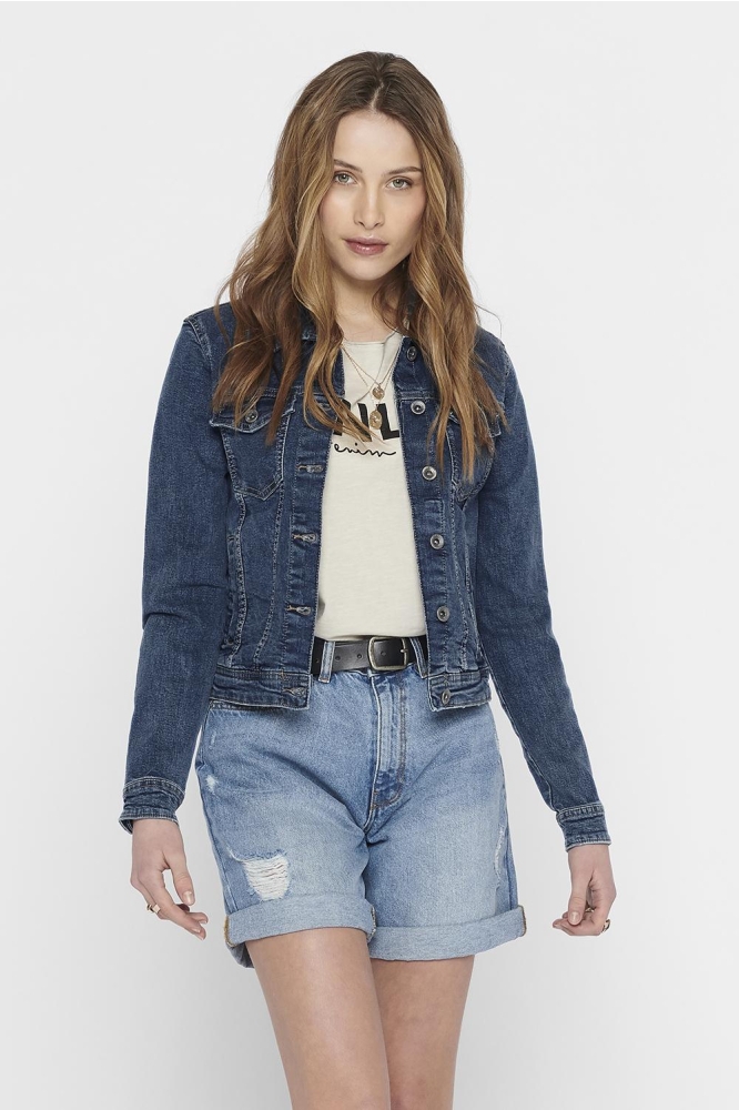 Only blauwe dames jas | Model vooraanzicht