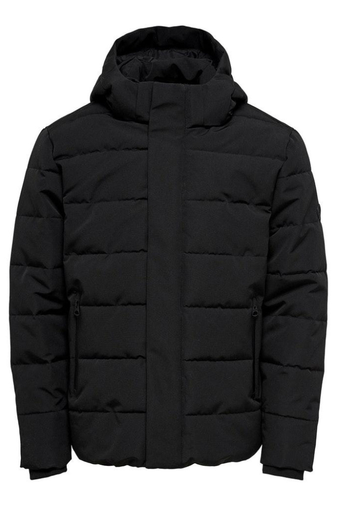 Only & Sons zwarte heren jas | Vooraanzicht