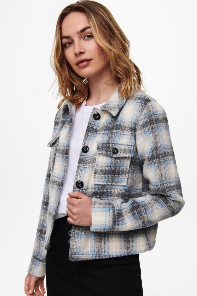 ONLLOU SHORT CHECK JACKET OTW NOOS 15208838 PUMICE STONE/ALLURE STB