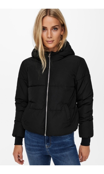 JDYNEWERICA SHORT HOOD JACKET OTW NOOS 15213950 Black/SILVER ZIP