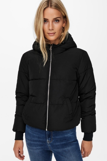 Jacqueline de Yong Jas JDYNEWERICA SHORT HOOD JACKET OTW NOOS 15213950 Black/SILVER ZIP