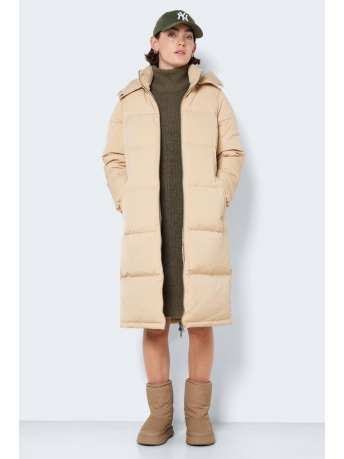 Noisy may Jas NMCELIA L/S LONG DOWN JACKET BG 27021222 Irish Cream/BLACK LINE