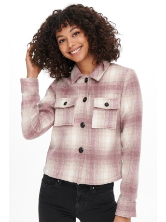 Only Jas ONLLOU SHORT CHECK JACKET OTW NOOS 15208838 PUMICE STONE/ROSE BROWN