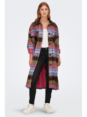 Only Jas ONLDENISE NAJA  CHECK WOOL SHACKET 15270598 BEETROOT PURPLE