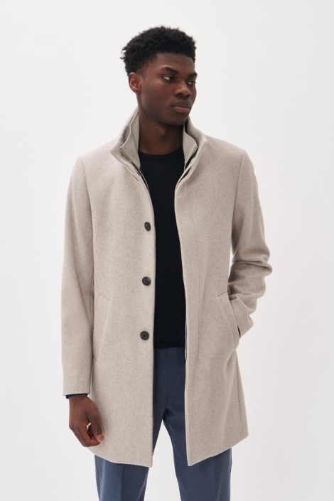 Matinique taupe heren jas | Model vooraanzicht