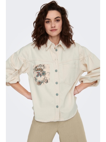 Only Jas ONLANNI LS SHIRT DNM JACKET CRO 15281175 Ecru