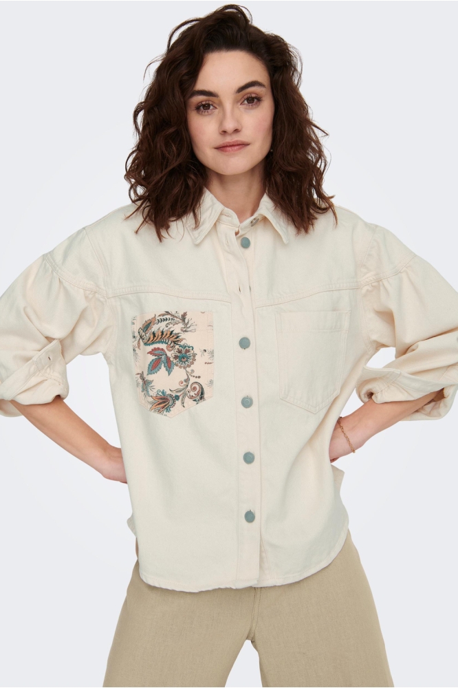 ONLANNI LS SHIRT DNM JACKET CRO 15281175 Ecru