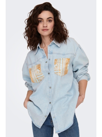Only Jas ONLCAMILLE LS PATCH DNM SHIRT CRO 15281614 LIGHT BLUE DEMIN