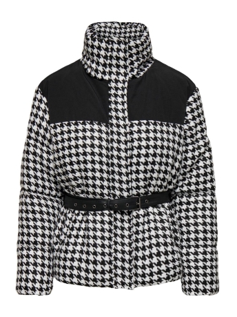 Only Jas ONLALICE HOUNDTOOTH BLOCK PUFFER OT 15266857 BRIGHT WHITE/BLACK