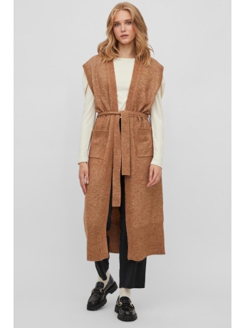 Vila Vest VICILIA S/L BELT LONG KNIT VEST/SU 14076062 TOASTED COCONUT/MELNGE