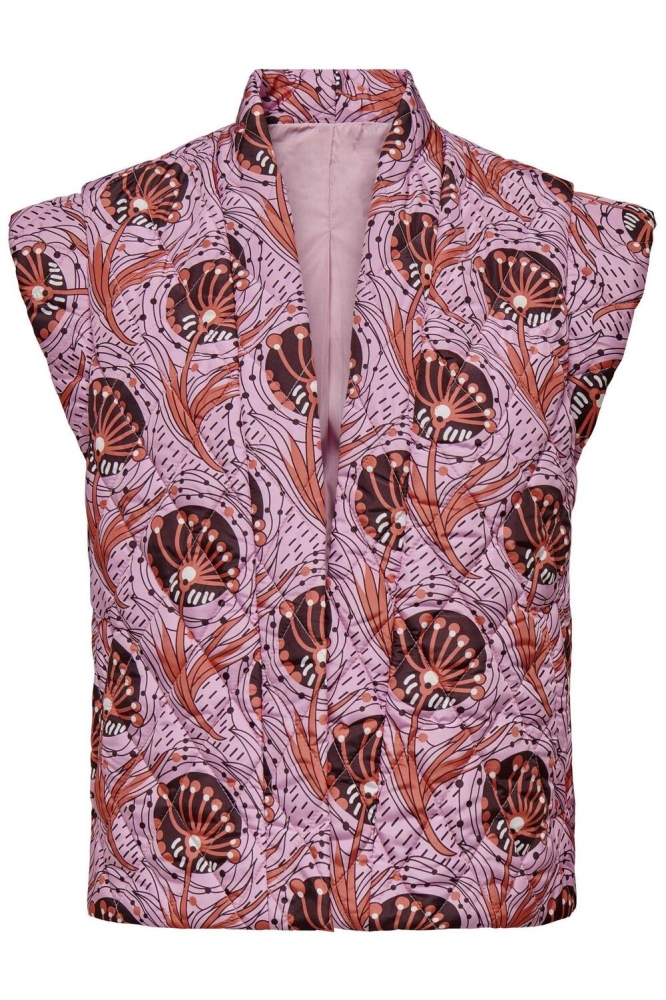 ONLCEMMA AOP QUILT VEST PNT 15311246 Bonbon/TIKA