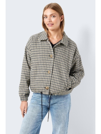 Noisy may Jas NMMOBEY L/S CHECK JACKET FWD 27027849 Snow White/CAPERS/BLA