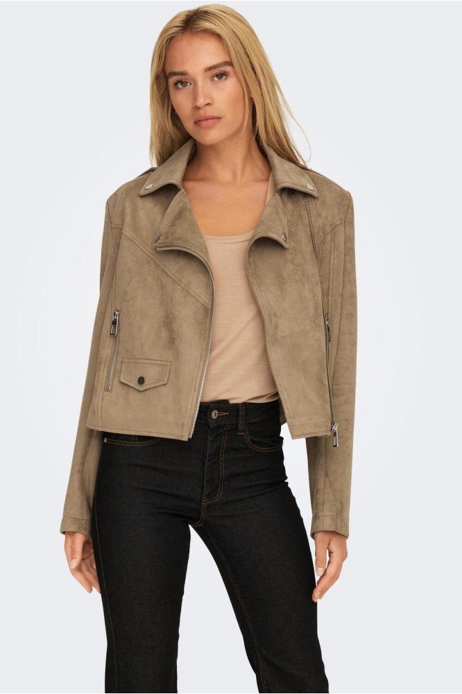 ONLSCOOTIE FAUX SUEDE BIKER JACKET 15301169 Otter
