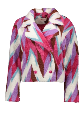 Only Jas ONLANNLO AOP TEDDY JACKET PNT 15312895 FUCHSIA PINK