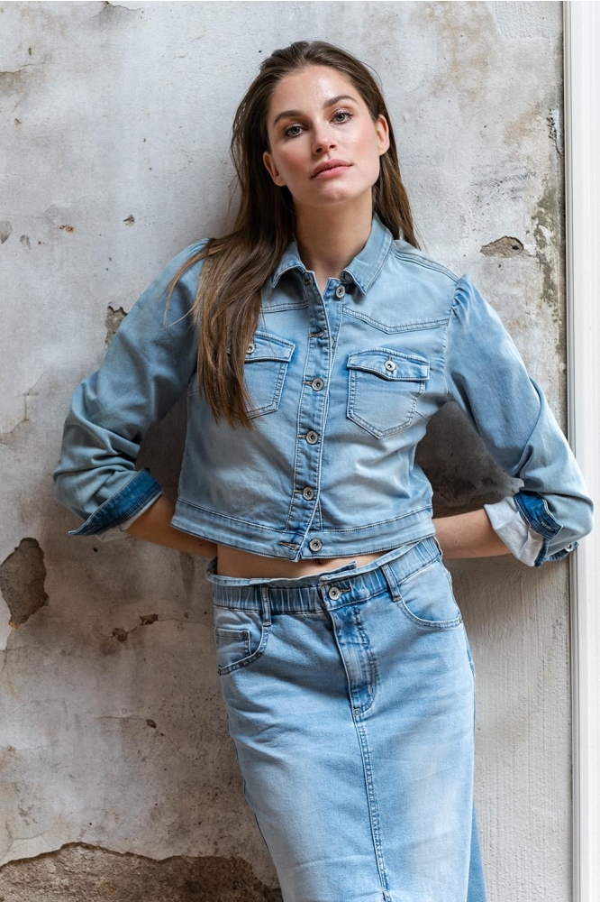 CROPPED DENIM JACKET 35300 10 Bleached Denim