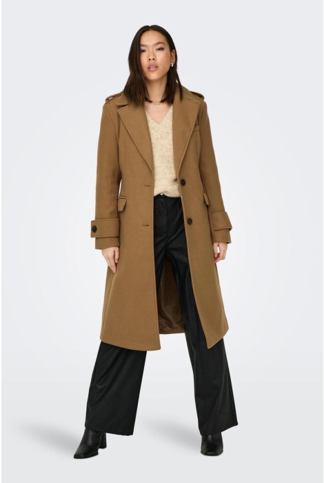 onlemma fitted long coat otw 15298717 only jas toasted coconut