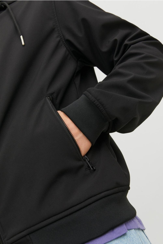 Jack & Jones zwarte heren jas | Close up