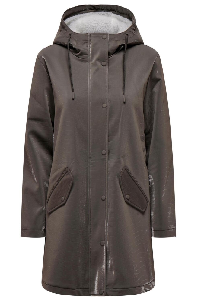 ONLHANAA CROCO SALLY RAINCOAT CS O 15282095 Charcoal Gray