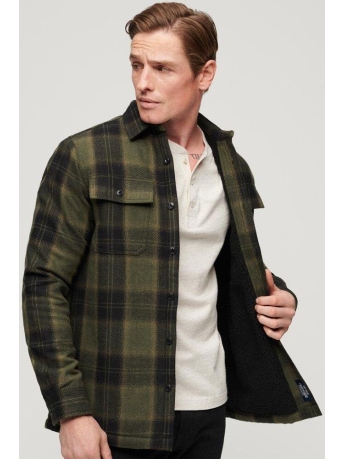Superdry Overhemd WOOL MILLER OVERSHIRT M4010720A RODERICK CHECK OLIVE