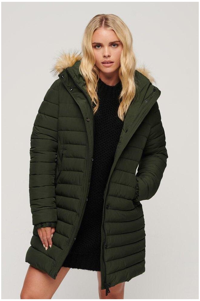 FUJI HOODED MID LENGHT PUFFER W5011564A DARK MOSS GREEN