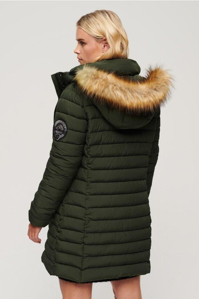 FUJI HOODED MID LENGHT PUFFER W5011564A DARK MOSS GREEN