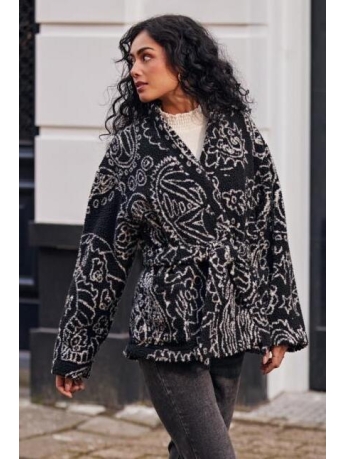 Fluresk Jas JINA JACKET 23NZF14 001011 ZWART/OFFWHITE