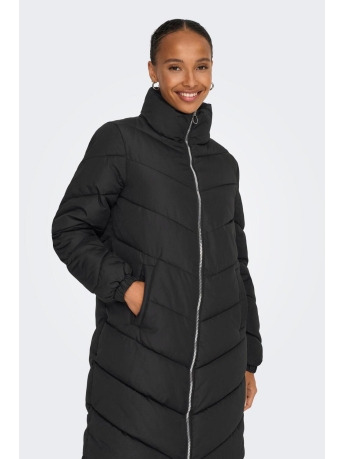 Jacqueline de Yong Jas JDYNEWFINNO LONG PADDED JACKET OTW 15305658 BLACK/SILVER ZIP