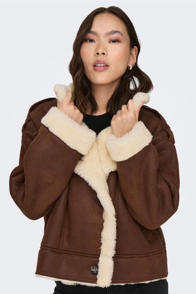 ONLYLVA FAUX SUEDE BONDED JACKET CC 15293012 TOASTED COCONUT