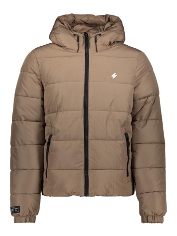 Superdry Jas HOODED SPORTS PUFFER JACKET M5011827A FOSSIL BROWN