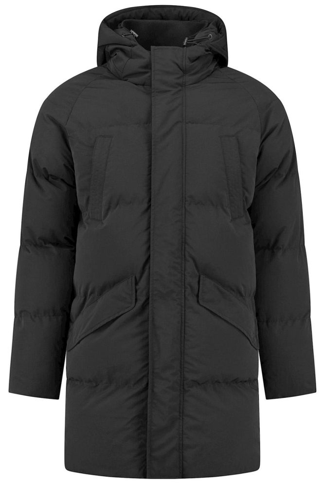 LONG PADDED JACKET WITH POCKETS 23030403 02 BLACK