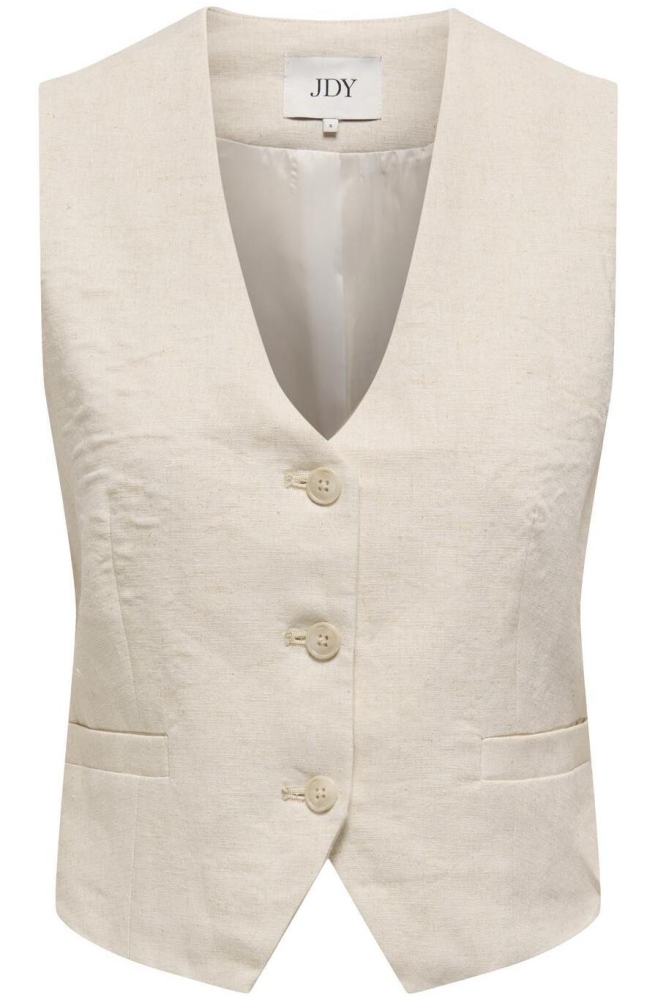 Jacqueline de Yong beige dames gilet | Vooraanzicht