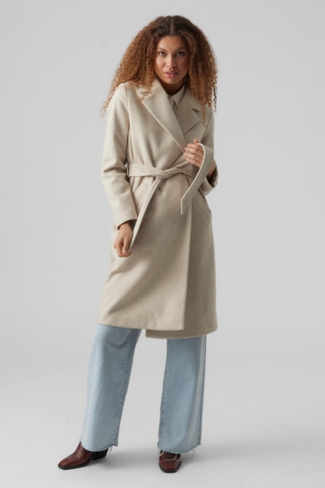 Vero Moda Jas VMFORTUNEAYA LONG COAT GA NOOS 10278330 Oatmeal/MELANGE