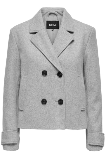 Only Jas ONLFREJA LIFE SHORT DB JACKET OTW NOOS 15320983 Light Grey Mela/MELANGE