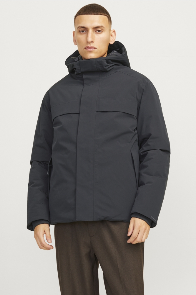 Jack & Jones blauwe heren jas | Model vooraanzicht