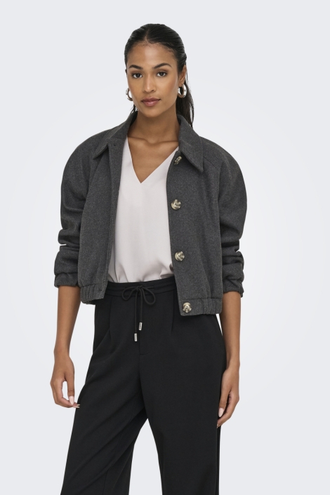 Only grijze dames jas | Model vooraanzicht
