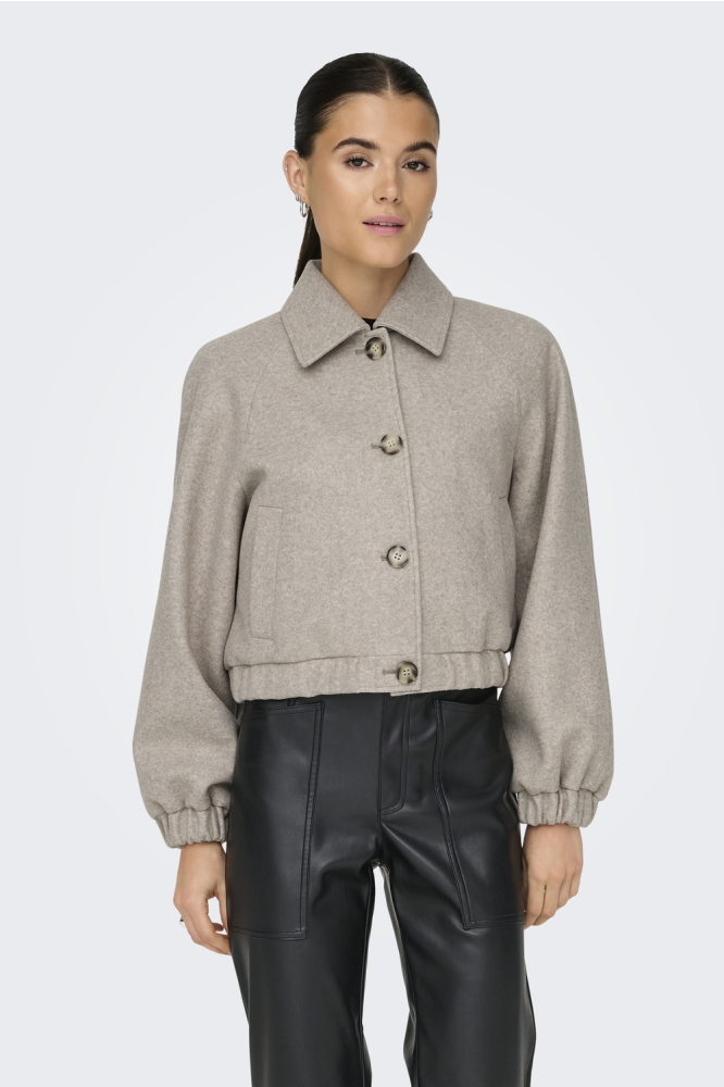 Only taupe dames jas | Model vooraanzicht