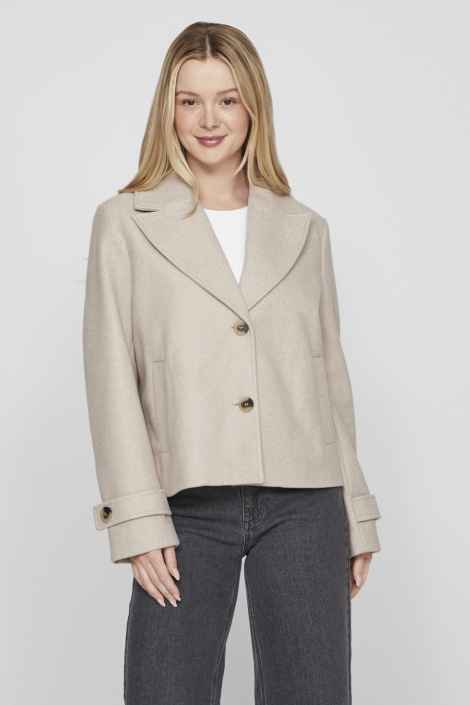 Vila beige dames jas | Model vooraanzicht