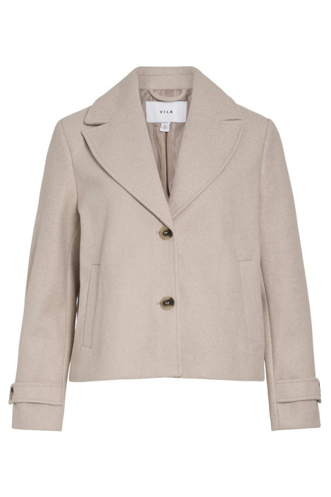 Vila beige dames jas | Vooraanzicht
