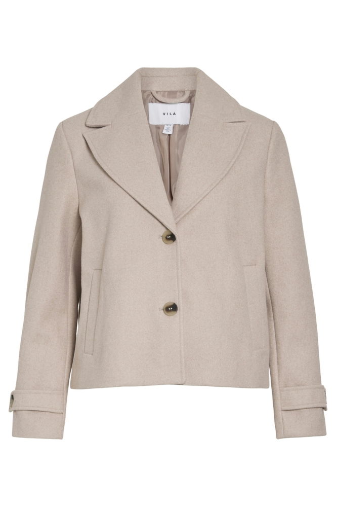 Vila beige dames jas | Vooraanzicht