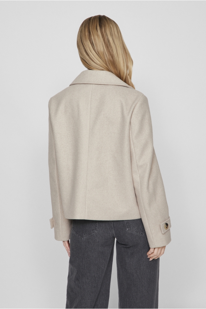 Vila beige dames jas | Model achteraanzicht