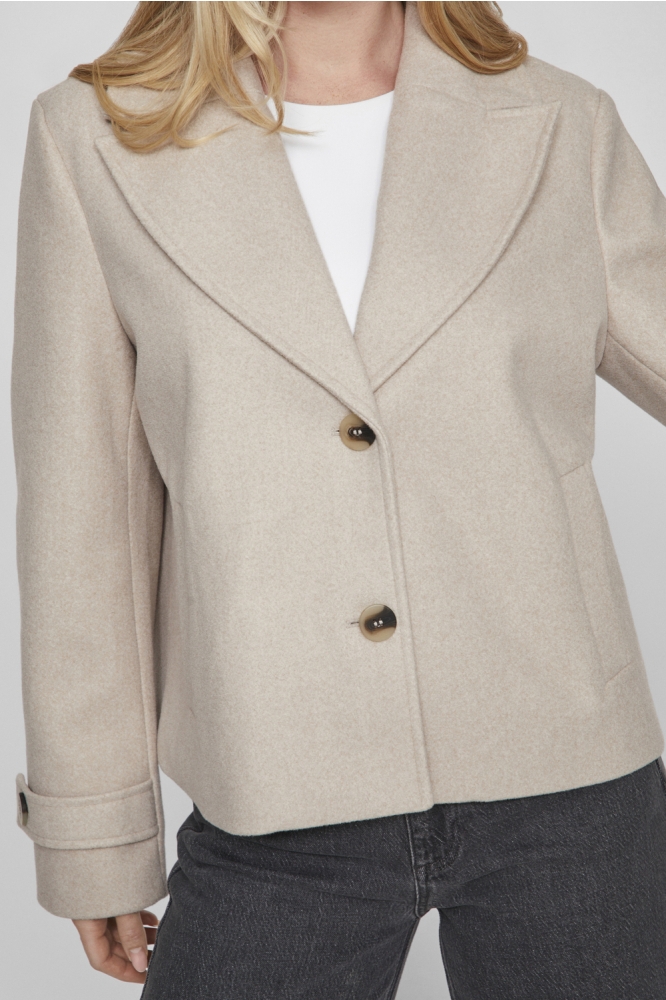 Vila beige dames jas | Close up
