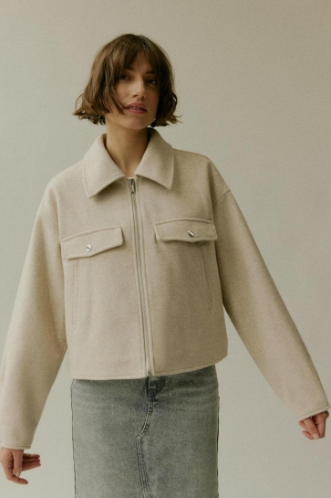 Vero Moda Jas VMFORTUNEFREJ SHORT JACKET GA BOO 10321977 Oatmeal/MELANGE