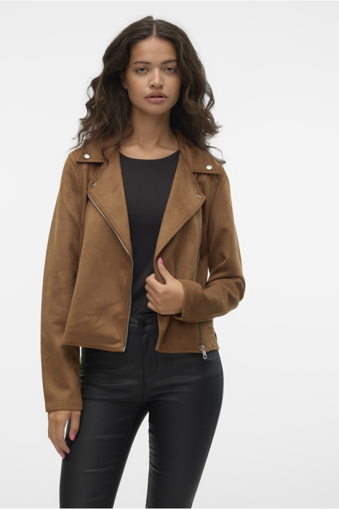 Vero Moda cognac dames jas | Model vooraanzicht